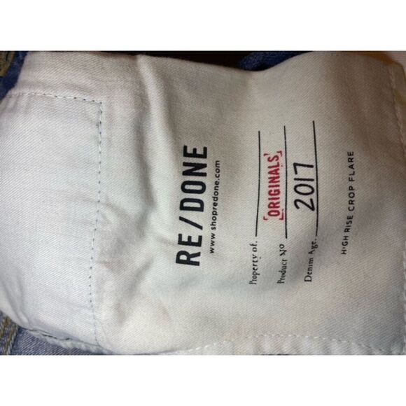 NEW RE/DONE Vintage High Rise Crop Flare Jeans Lt Wash w/ Dark Inset Size 24 - Picture 9 of 11